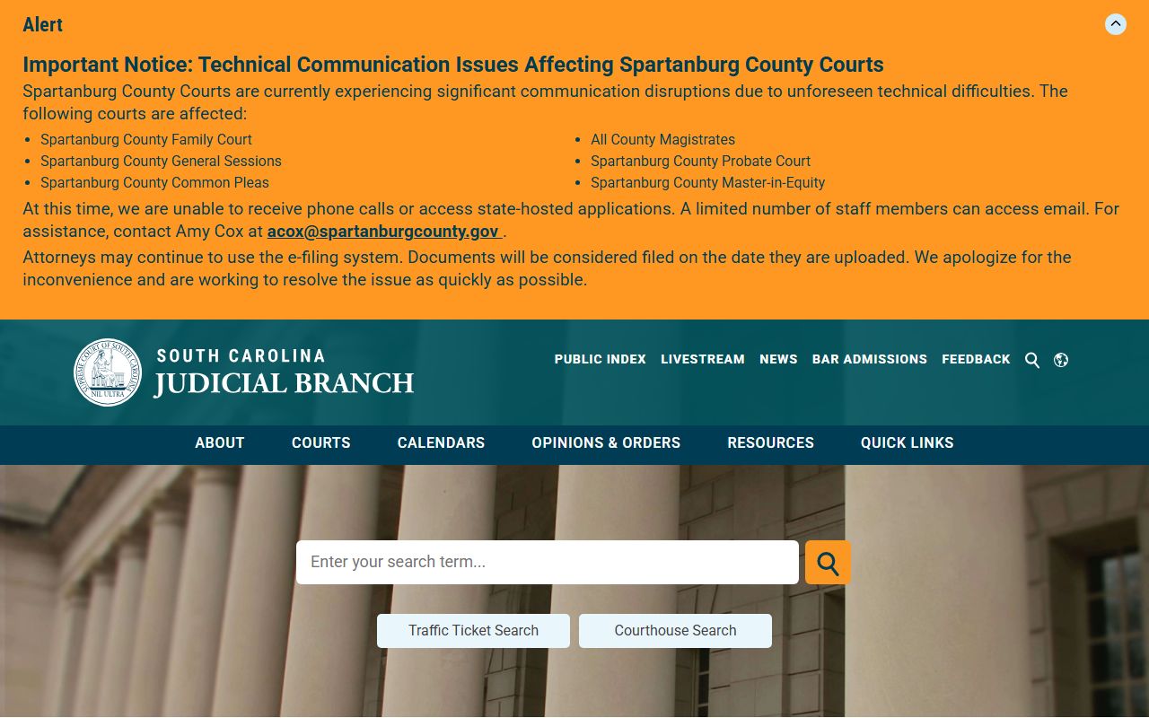 Chesterfield County court dockets South Carolina Judicial Branch source