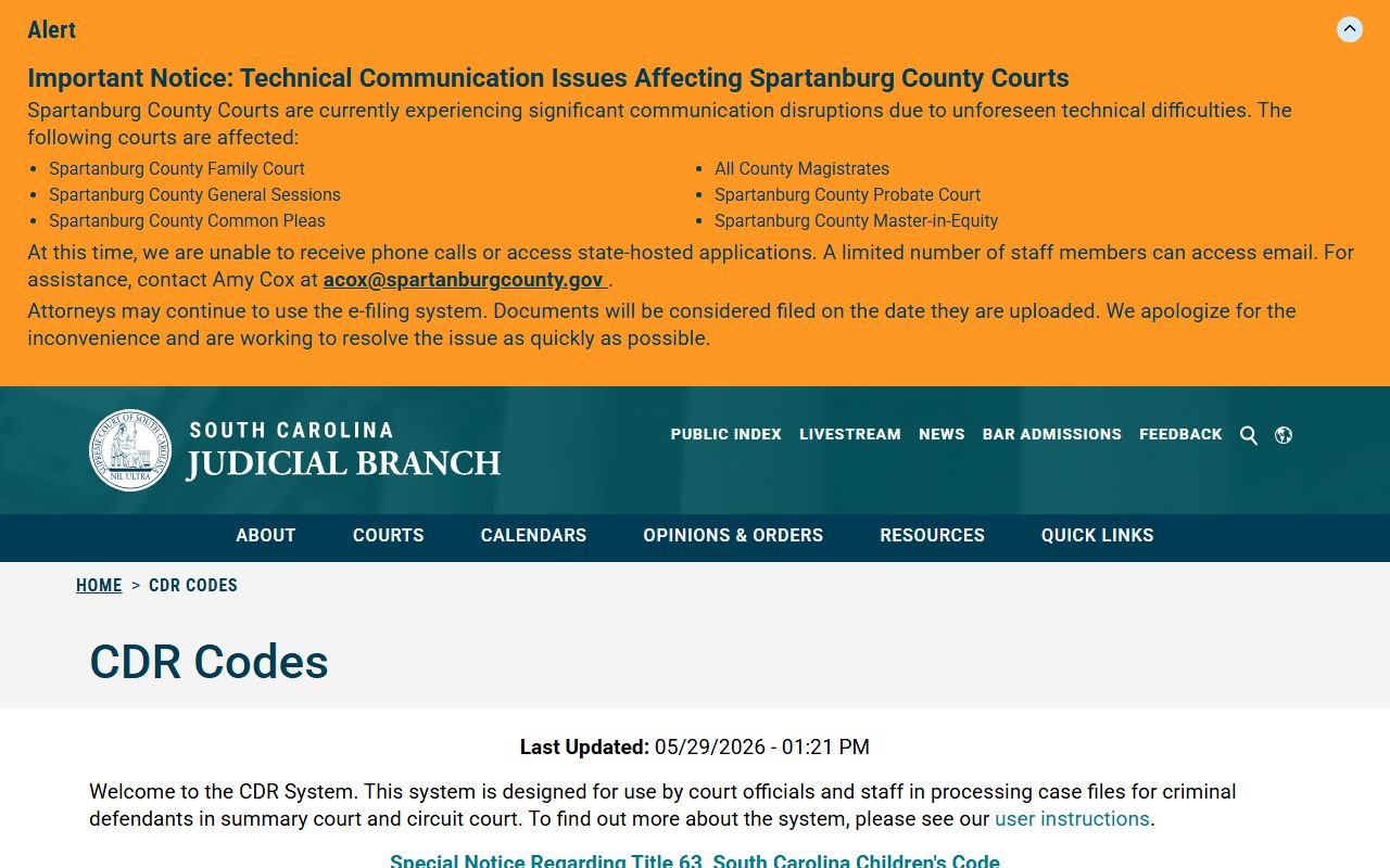 Chesterfield County criminal court records CDR code source