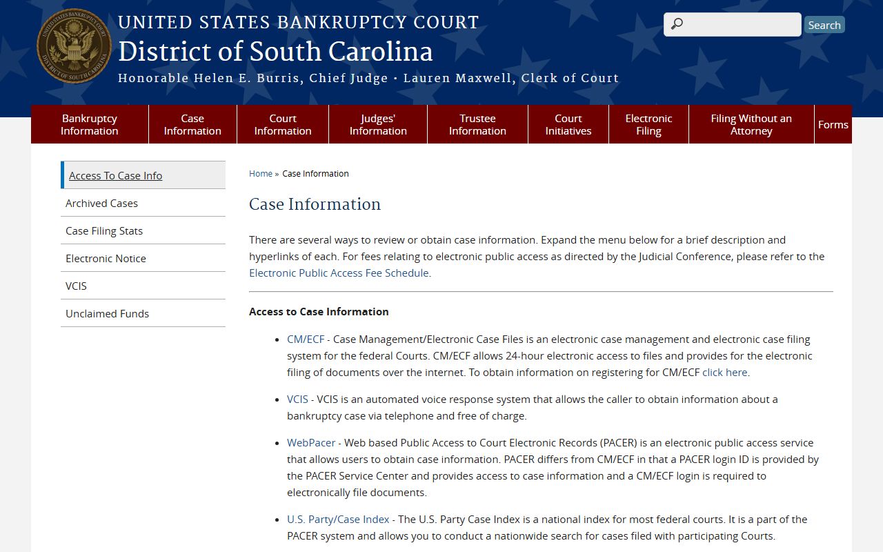 Chesterfield County bankruptcy case information source