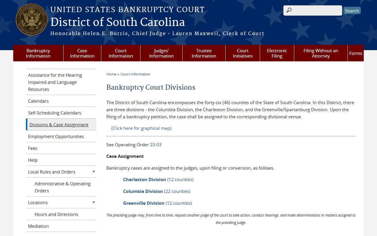 Chesterfield County bankruptcy court division assignment source