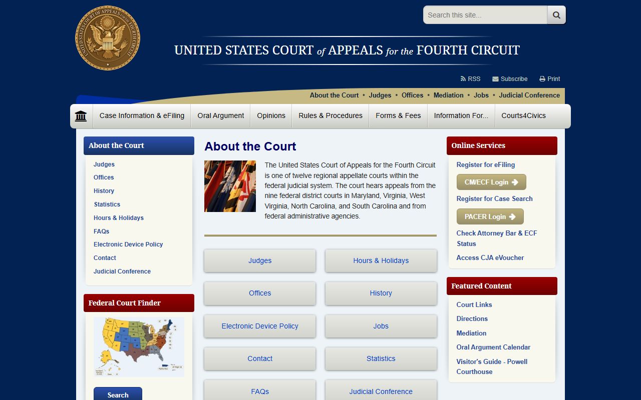 Fourth Circuit about page for Chesterfield County federal appeals