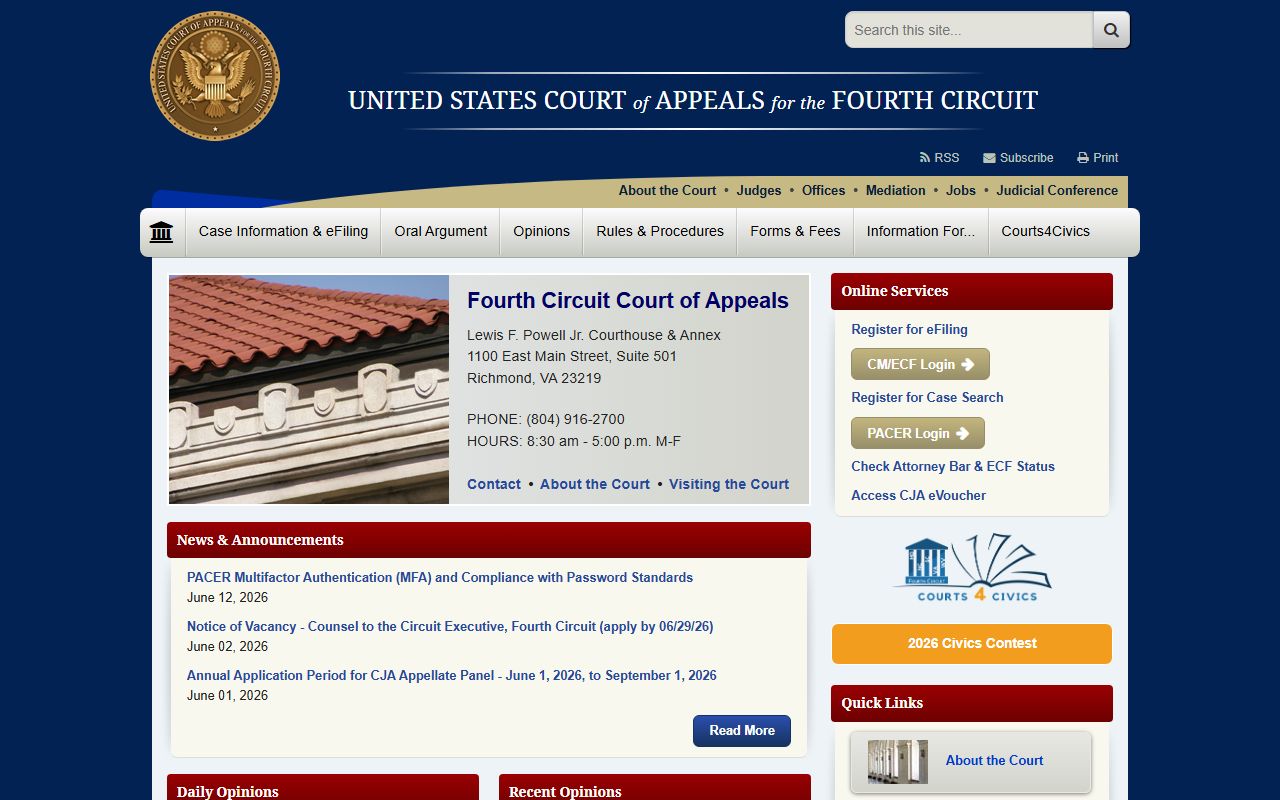 Fourth Circuit federal appeals for Chesterfield County residents