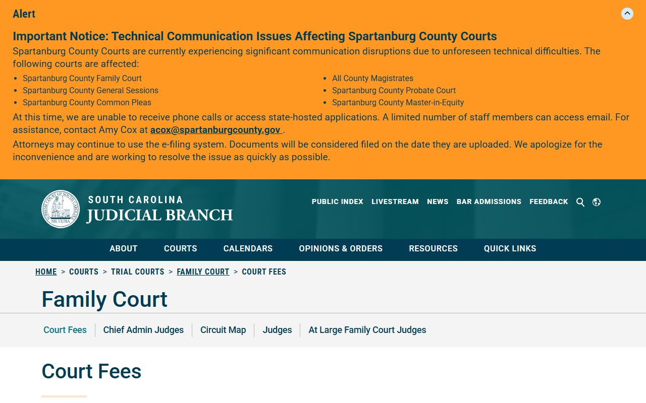 Chesterfield County divorce records Family Court fee schedule