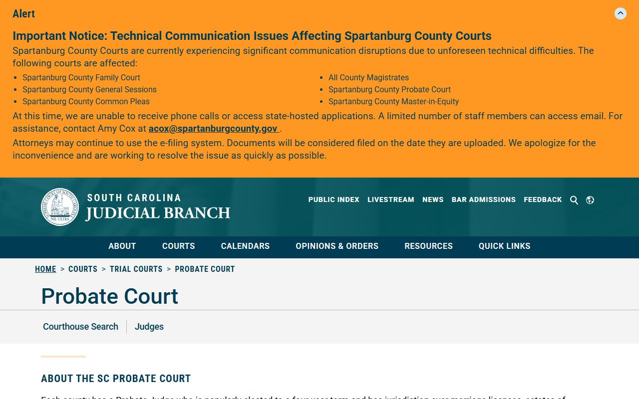 Chesterfield County probate records South Carolina Probate Court overview