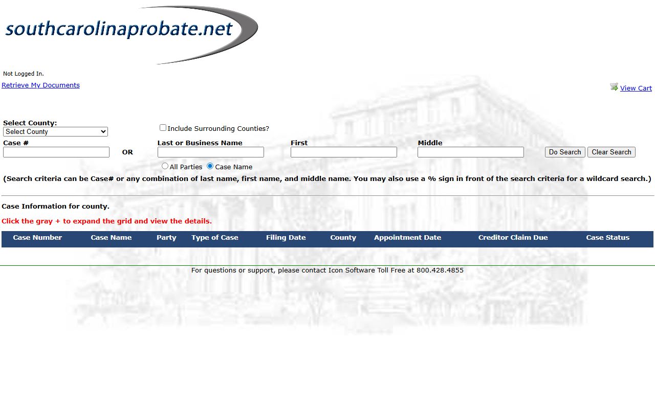 Chesterfield County probate records South Carolina Probate Search portal