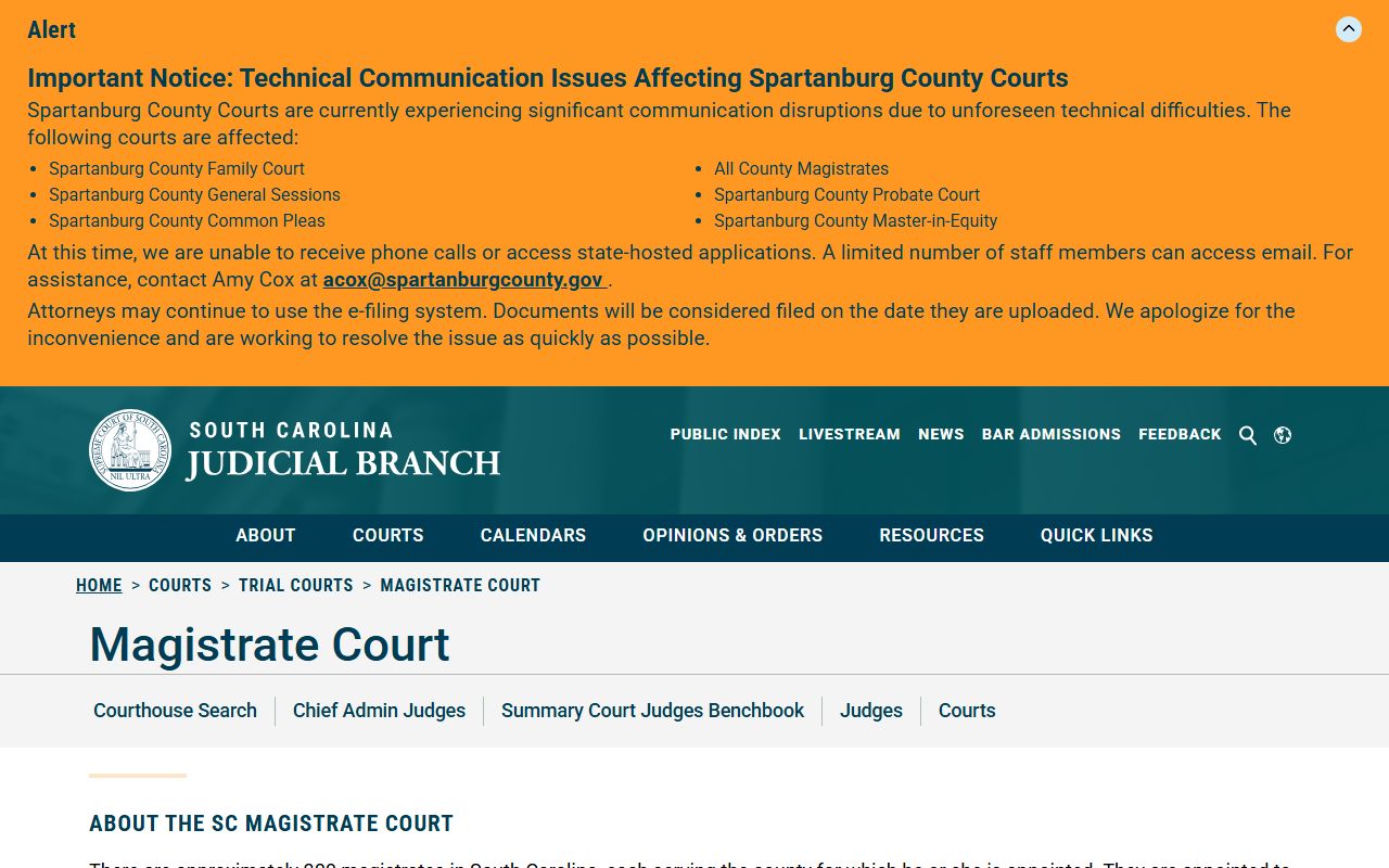 Chesterfield County warrant records South Carolina Magistrate Court warrant source